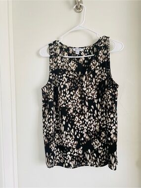 Nine West Black and Beige Printed Sleeveless Camisole